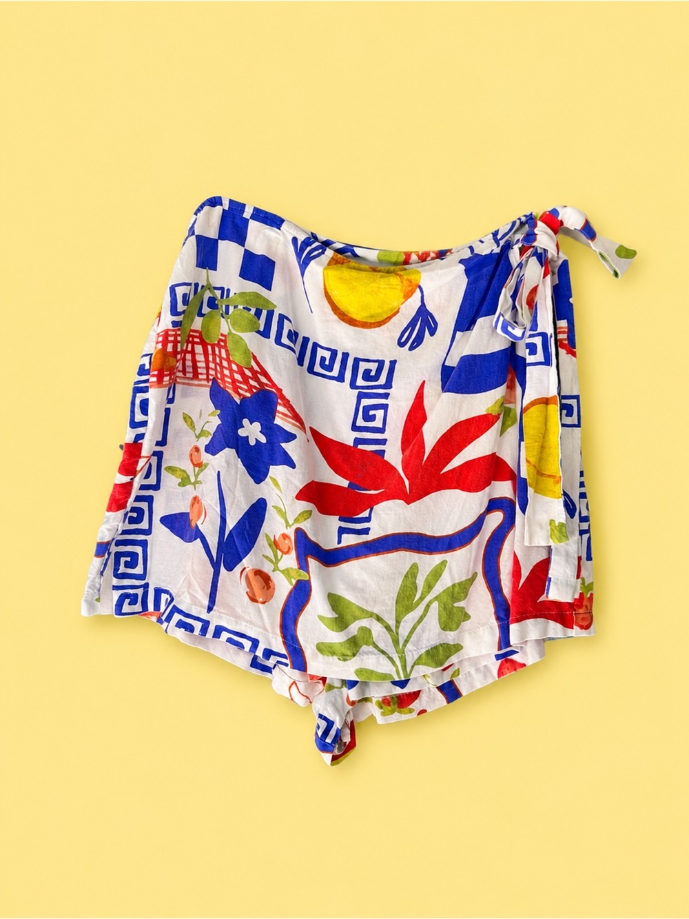 ASOS White Multi Floral Tie-Waist Skort Shorts